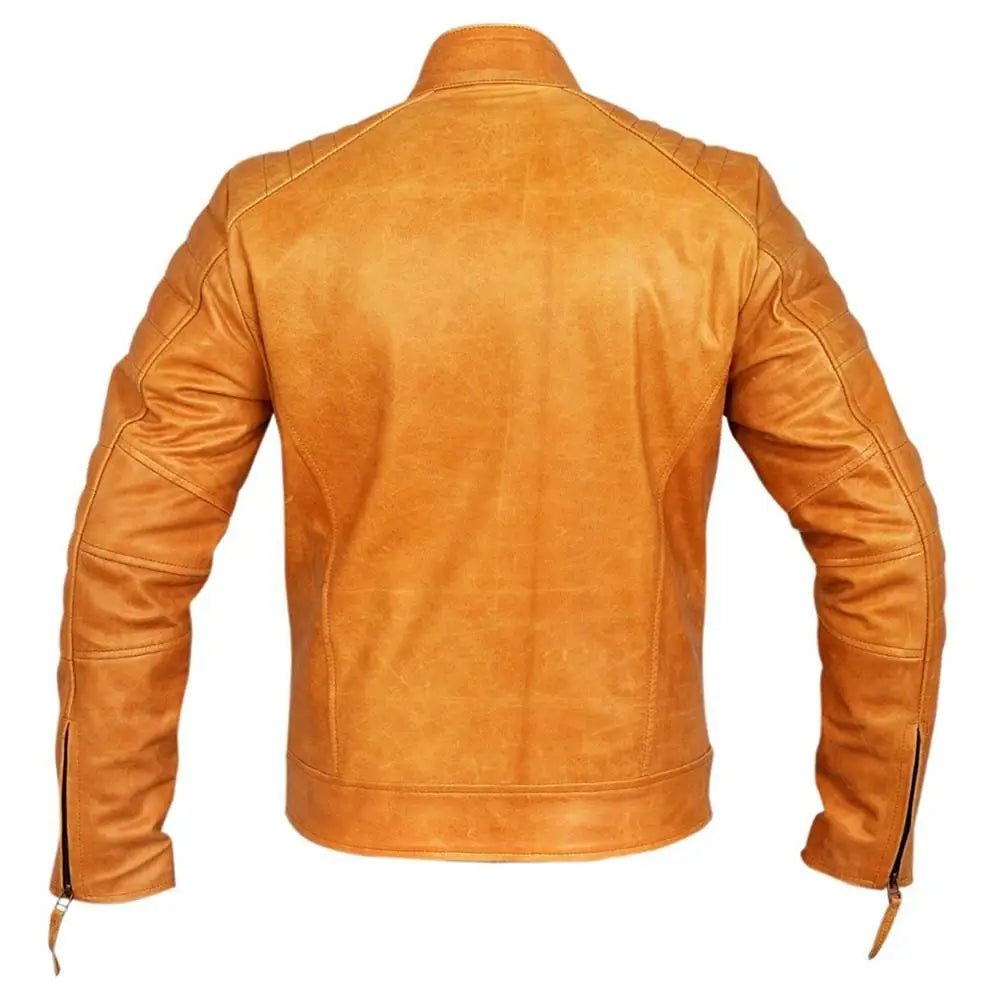 Men’s Vintage Orange Leather Biker Jacket-1