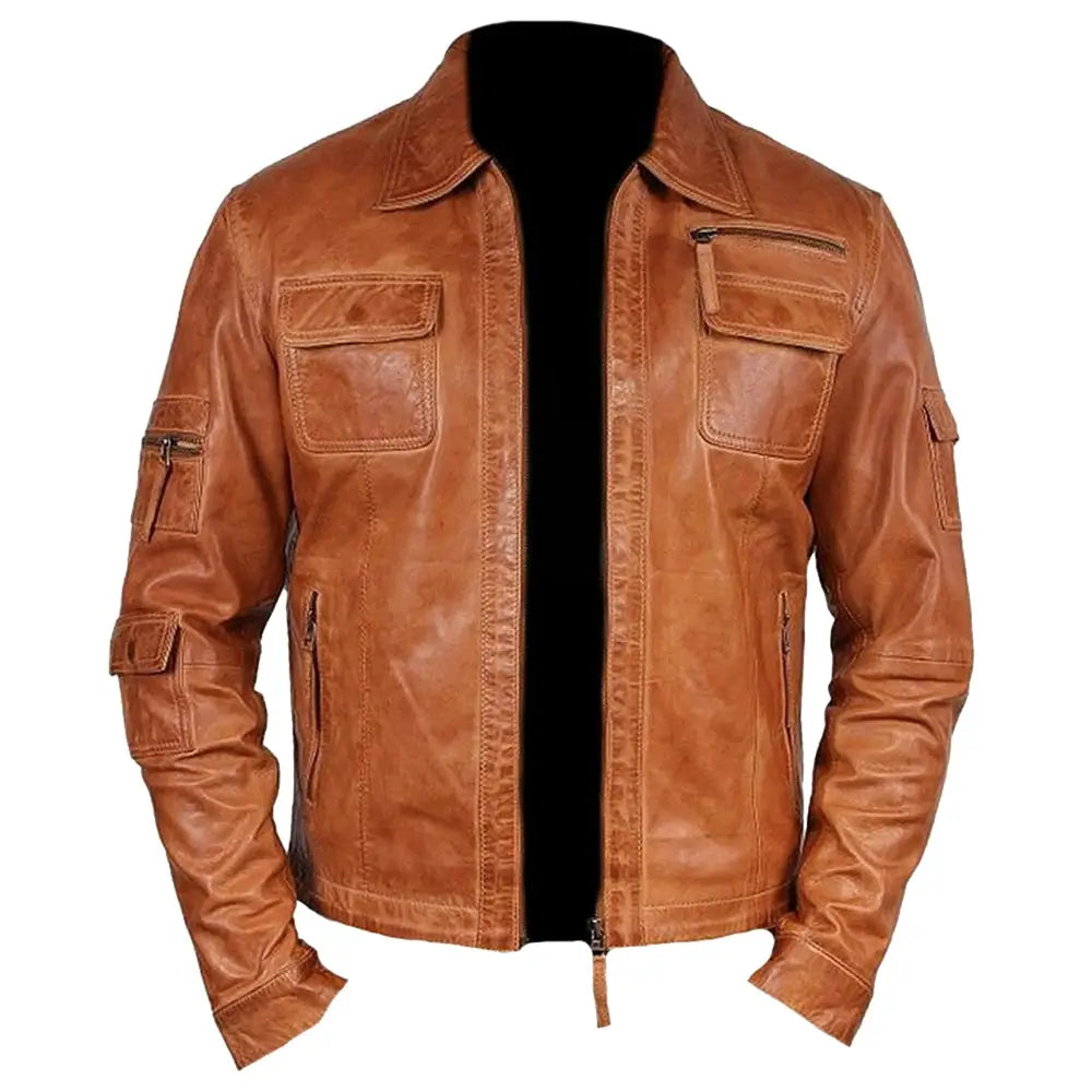 Men's Leather Motorcycle Jacket-0