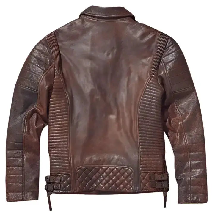 Waxed Brown Leather Biker Jacket