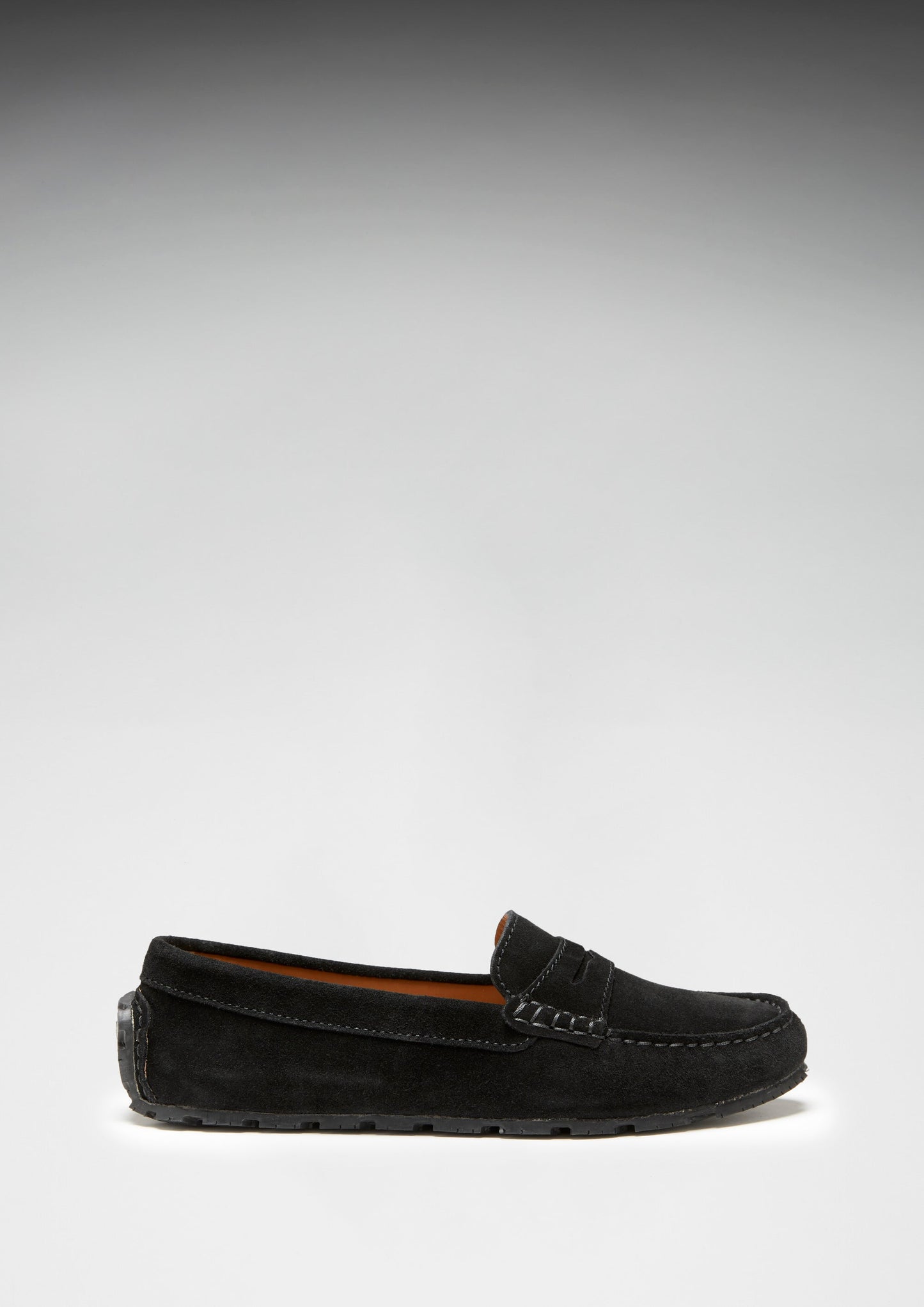 Women's Tyre Sole Penny Loafers, black suede-2
