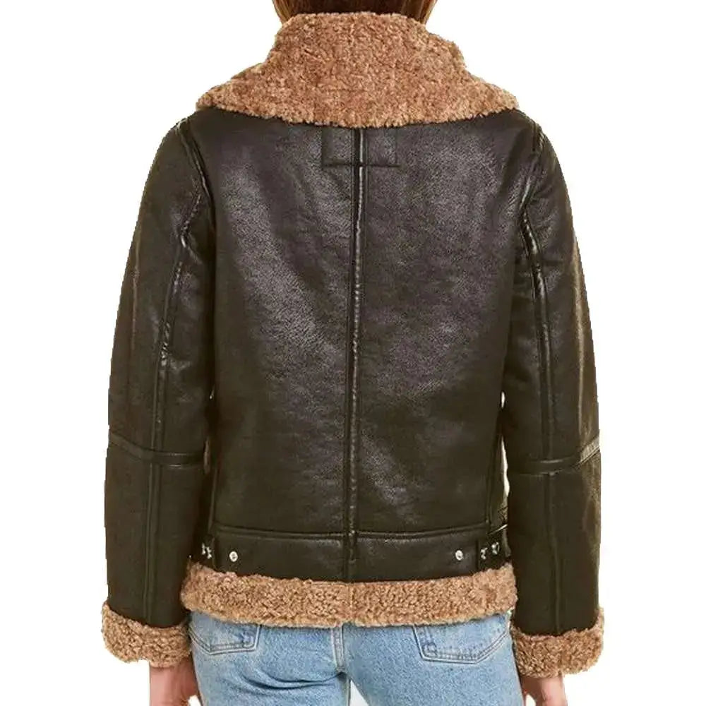 Women’s Aviator B3 Bomber Black Leather Jacket