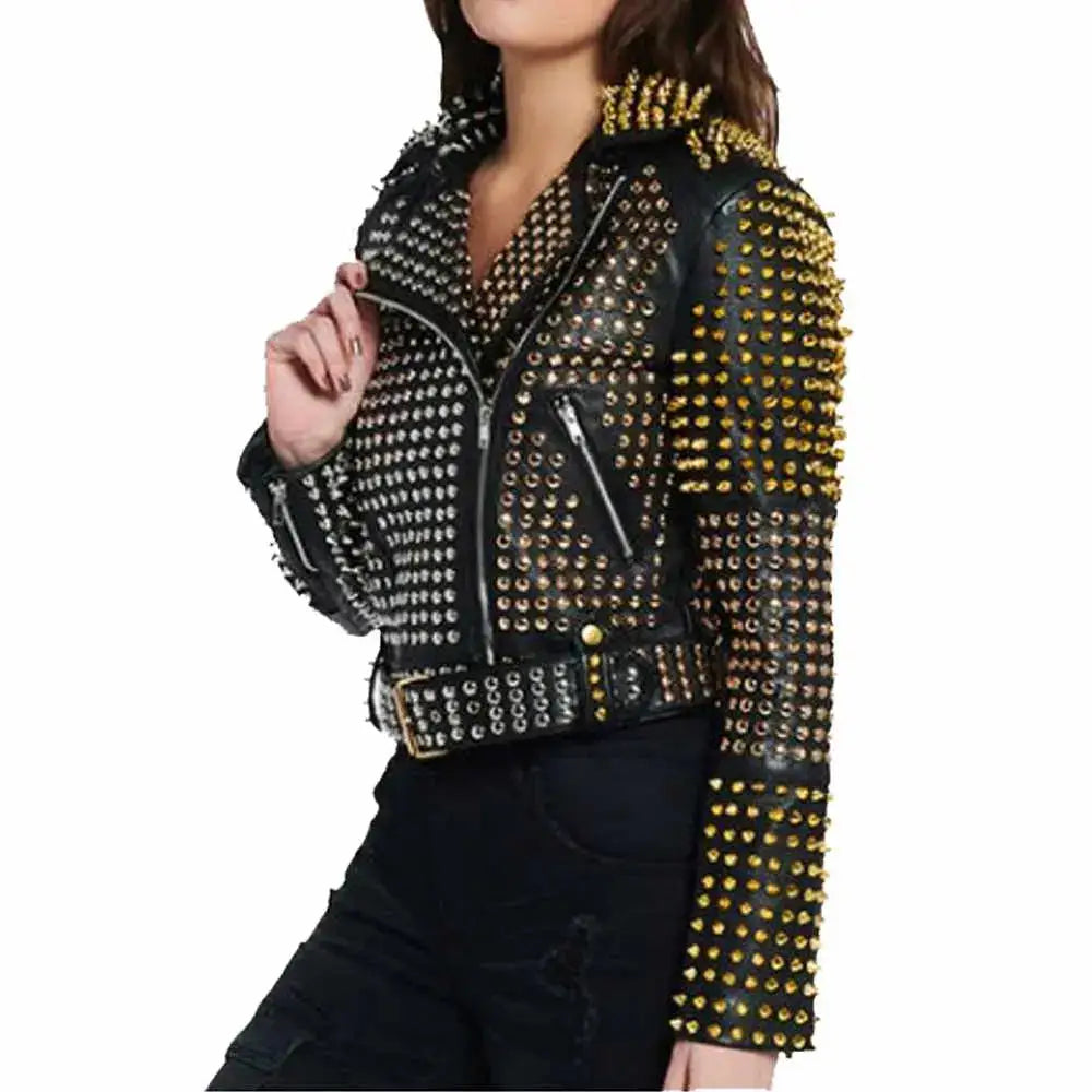 Women's Studded Leather Jacket