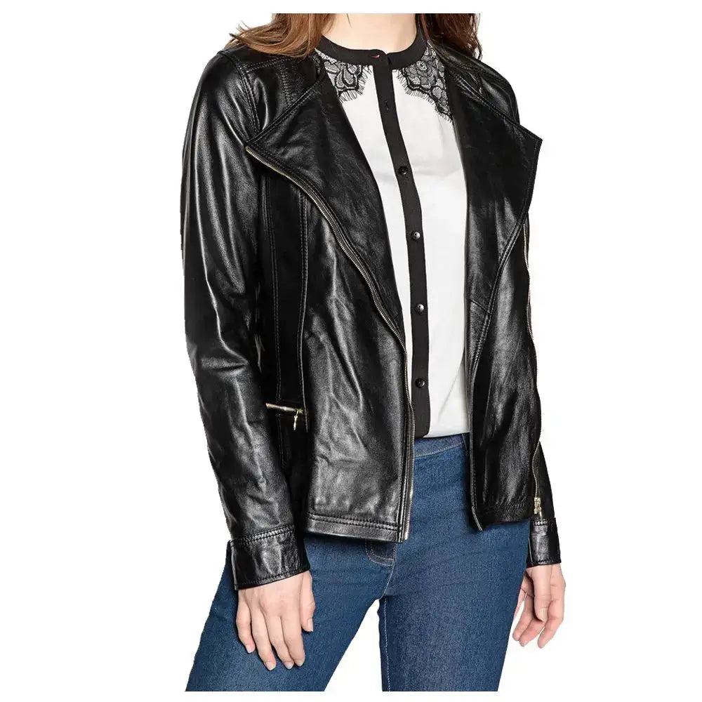 Women's Soft Genuine Leather Motorcycle Jacket