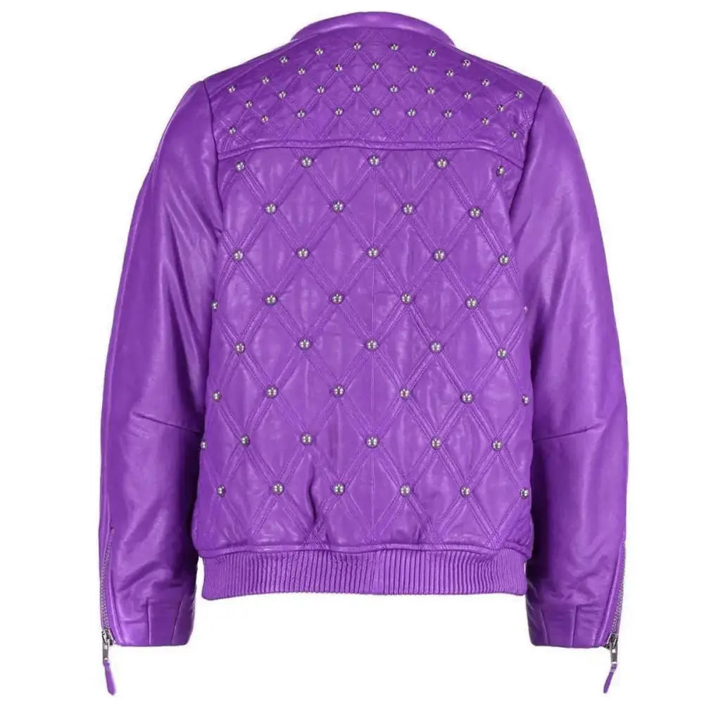Women's Genuine Purple Leather Jacket-1