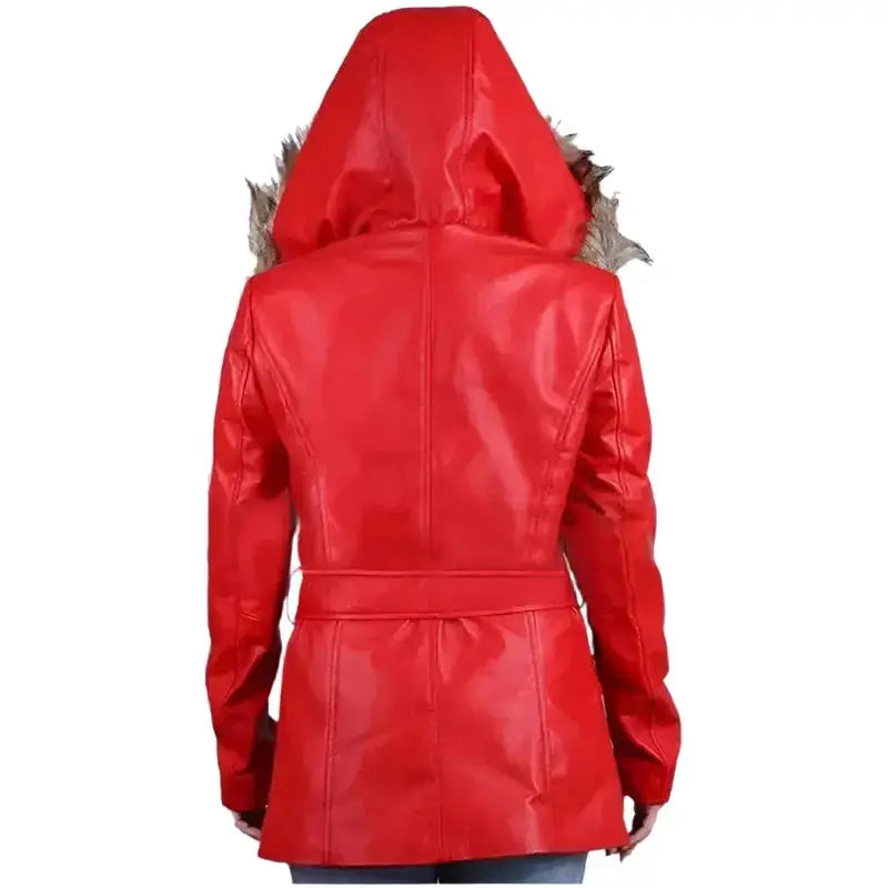 Women's Goldie Hawn Christmas Coat with Faux Fur Hood – Mrs. Claus Edition