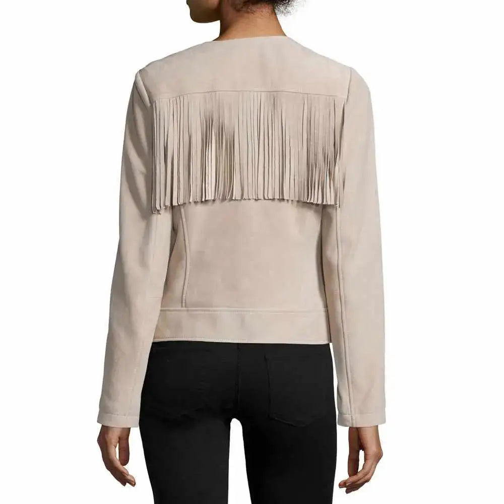 Women's Slim Fit Fringe Leather Jacket