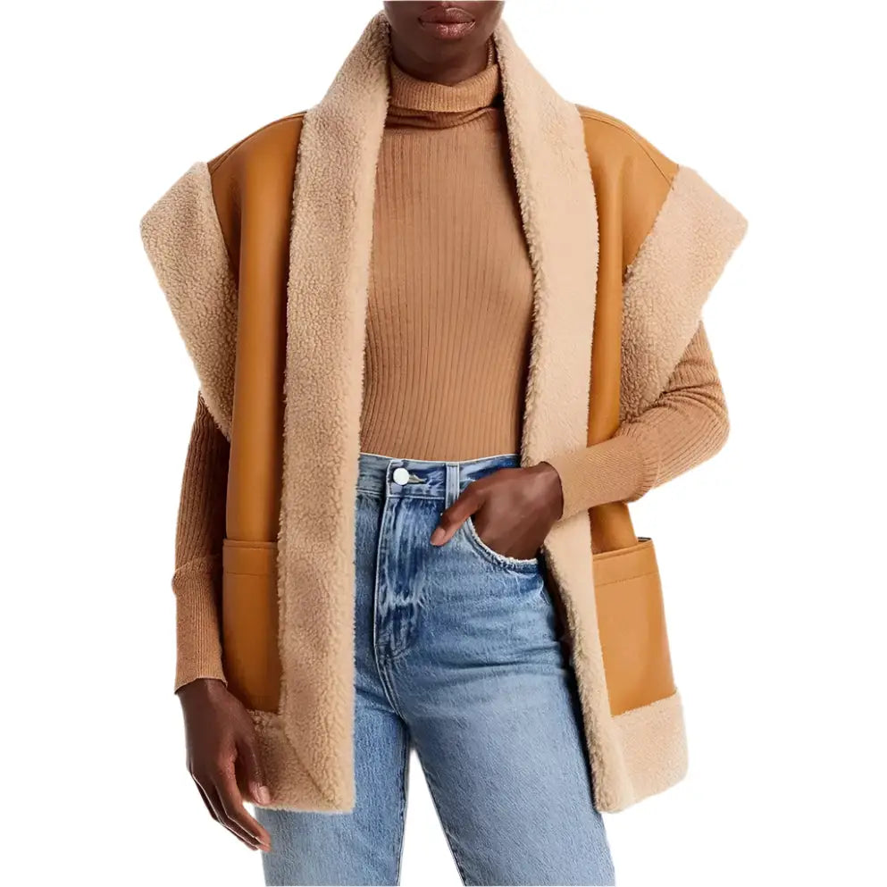 Women’s Tan Brown B3 RAF Aviator Shearling Leather Vest