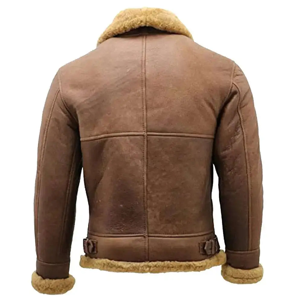 Men's WW2 Brown B3 Shearling Bomber Jacket – Vintage Aviator Flight Coat-1