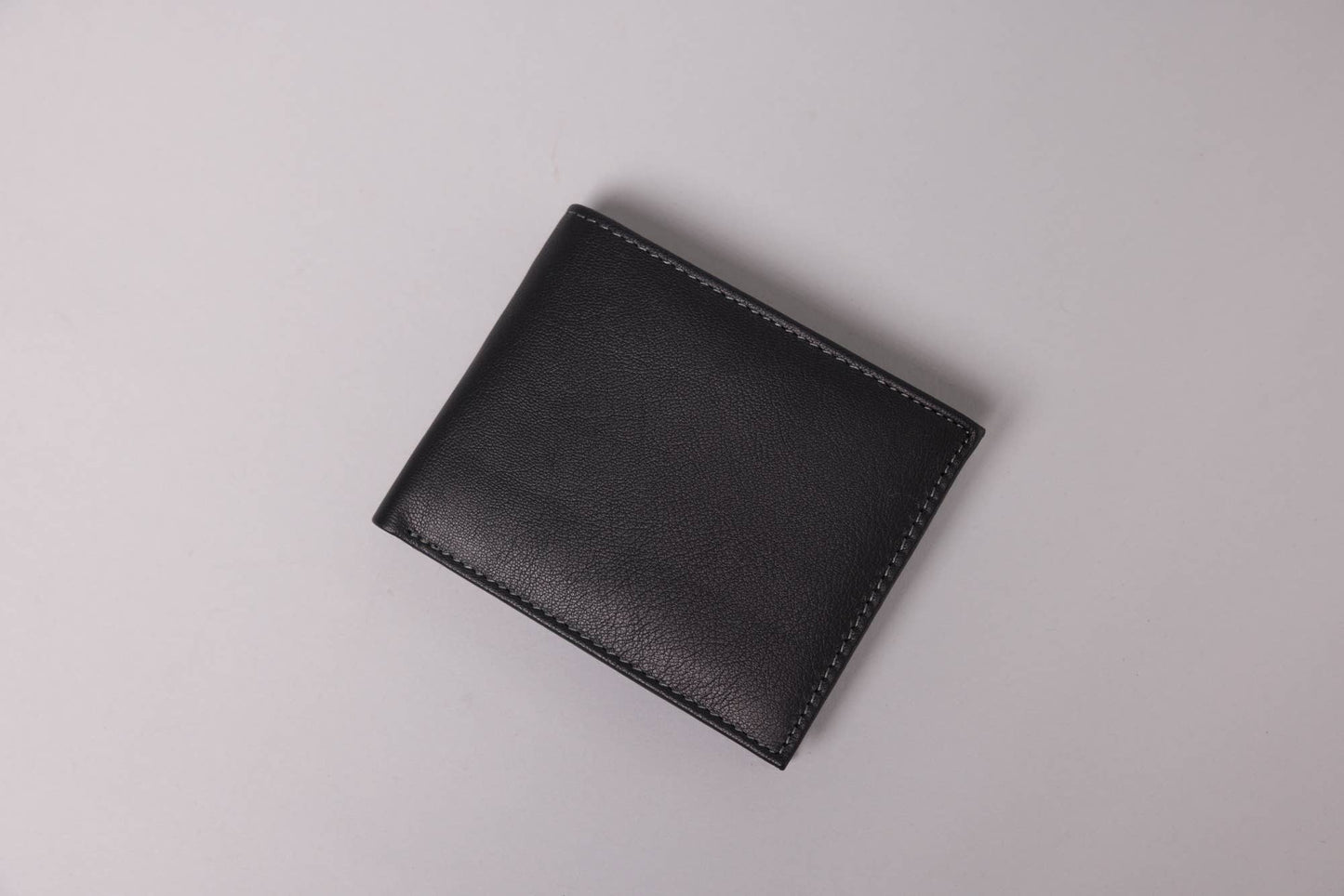Biggs & Bane Men's Bifold Black & Grey Leather Wallet With Large Zip Coin Pocket