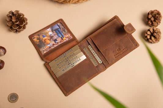 Men’s Bifold  Cogna Brown Leather Wallet With Coin Pocket 4087