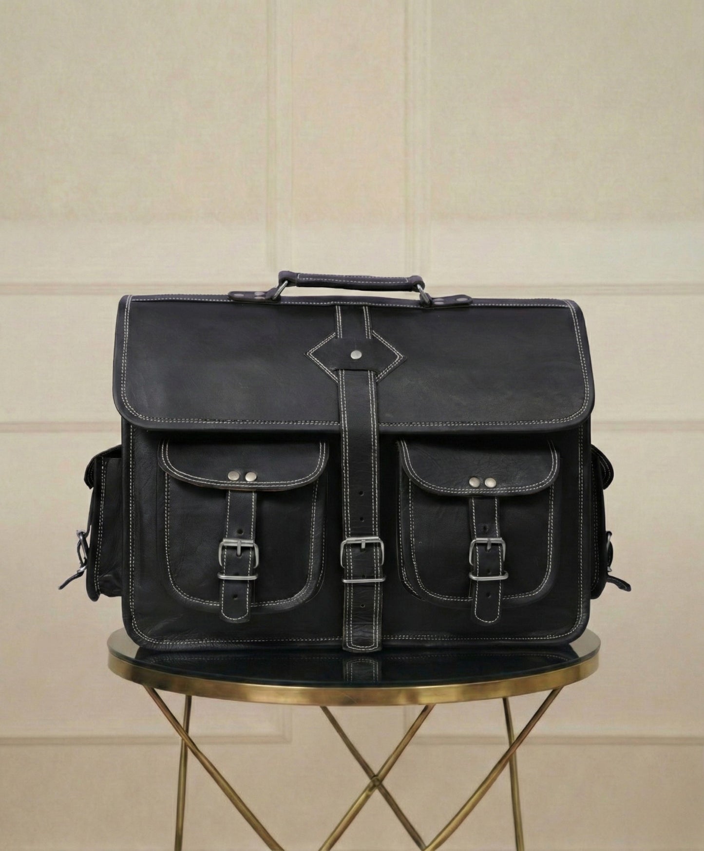 Cooper Allan Classic Brown Leather Messenger Bag