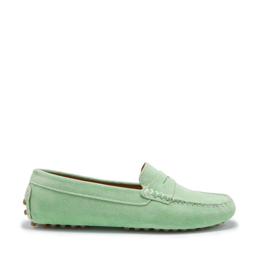 Women's Penny Driving Loafers, lagoon green suede-0