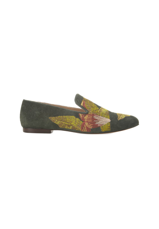 Mangará Suede Women's Loafers - Handmade Embroidery