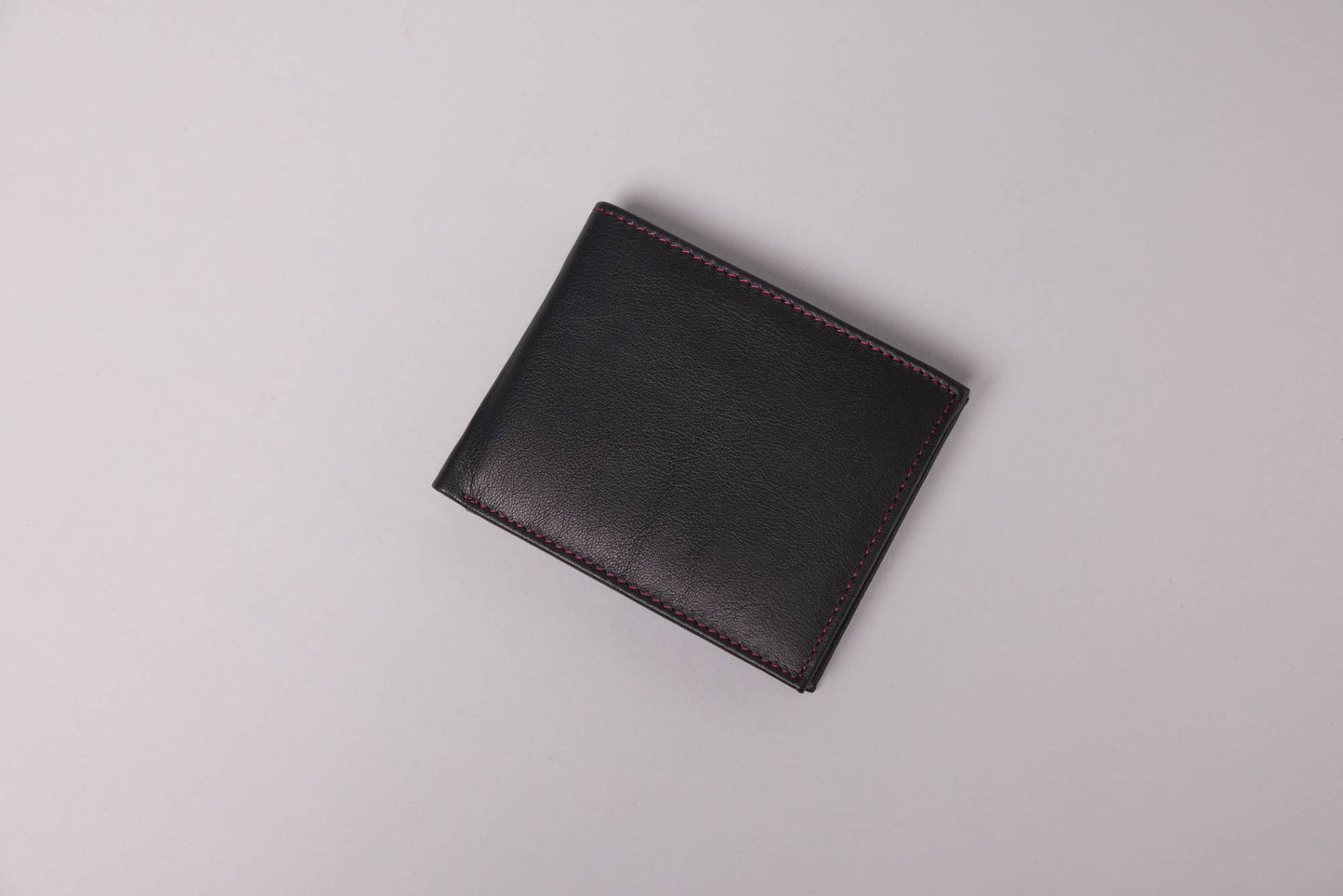 Biggs & Bane Men's Bifold Black & Burgundy Leather Wallet With Large Zip Coin Pocket