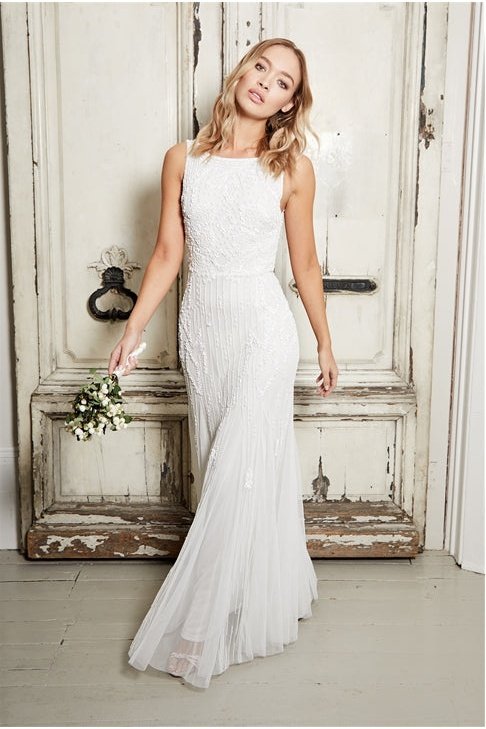 Cooper Allan Gracey White Embellished Maxi Dress
