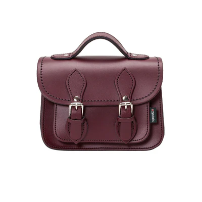 Cooper Allan Handmade Leather Micro Satchel  Bag - Marsala Red Made in England