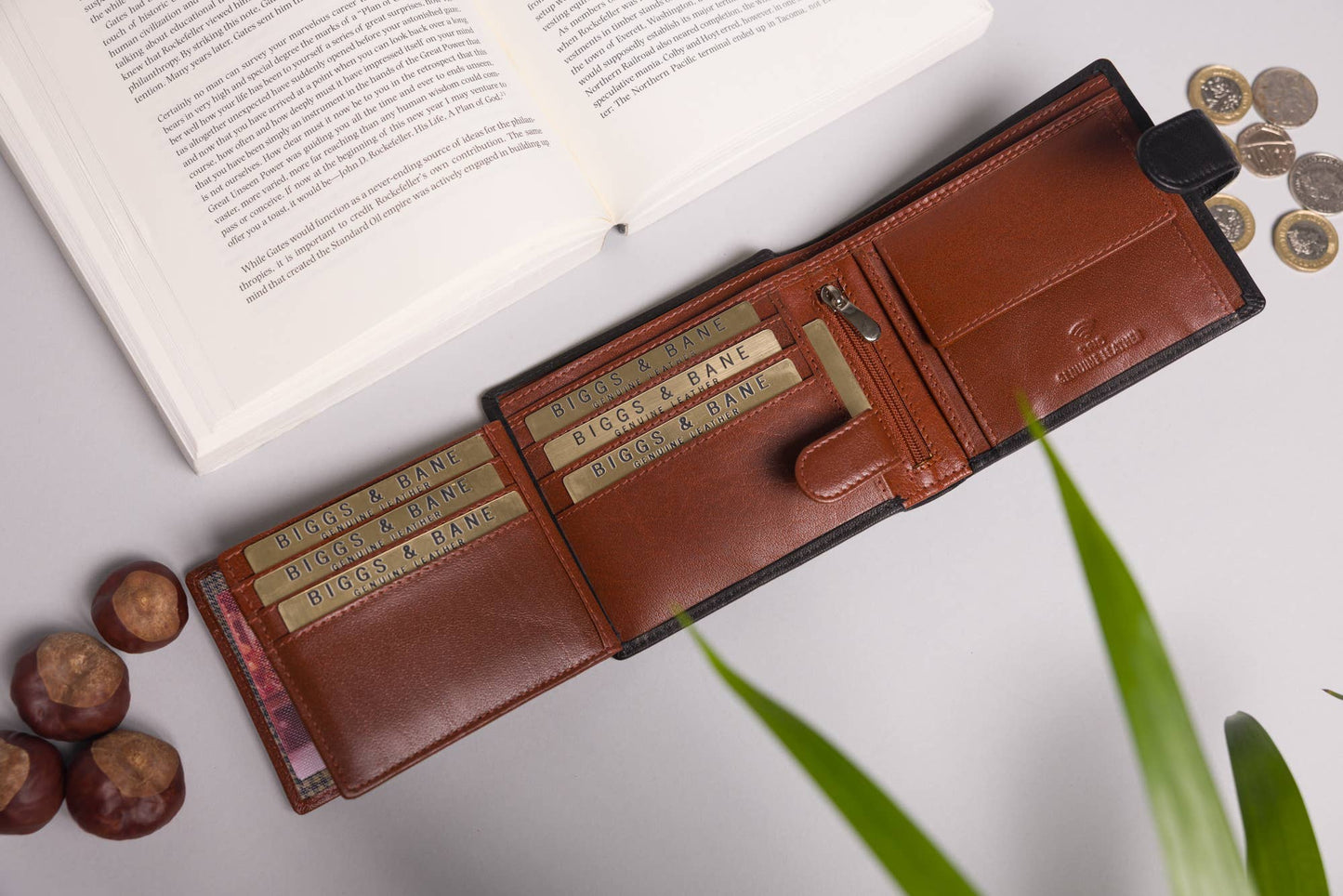 Woodbridge Men's Bifold Black & Brown Leather Wallet