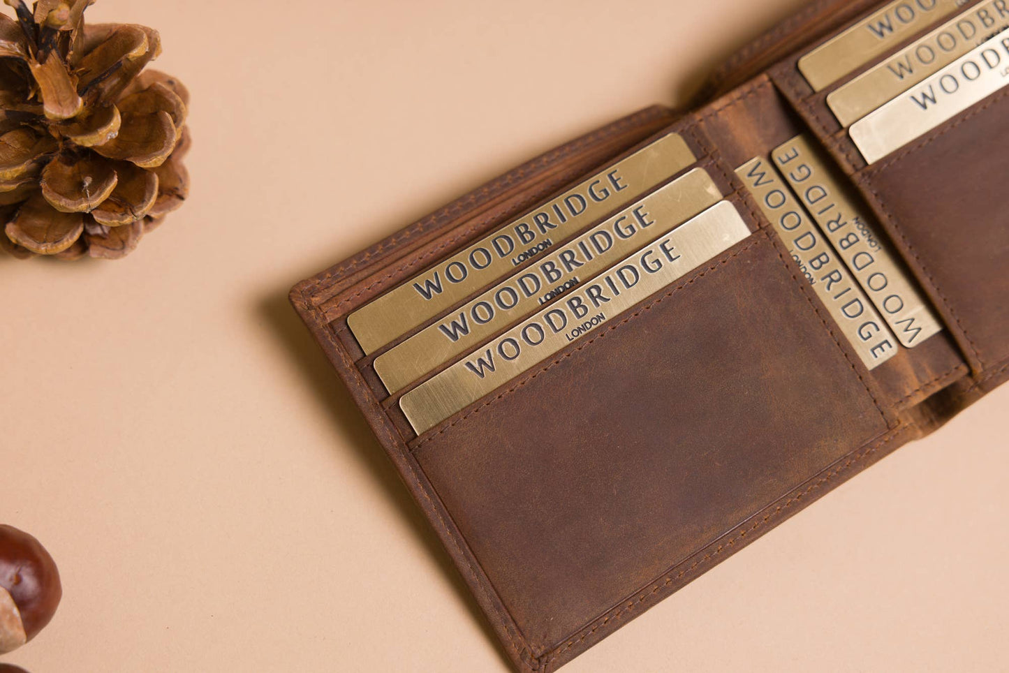 Woodbridge Men's Bifold Rustic Brown Leather Wallet