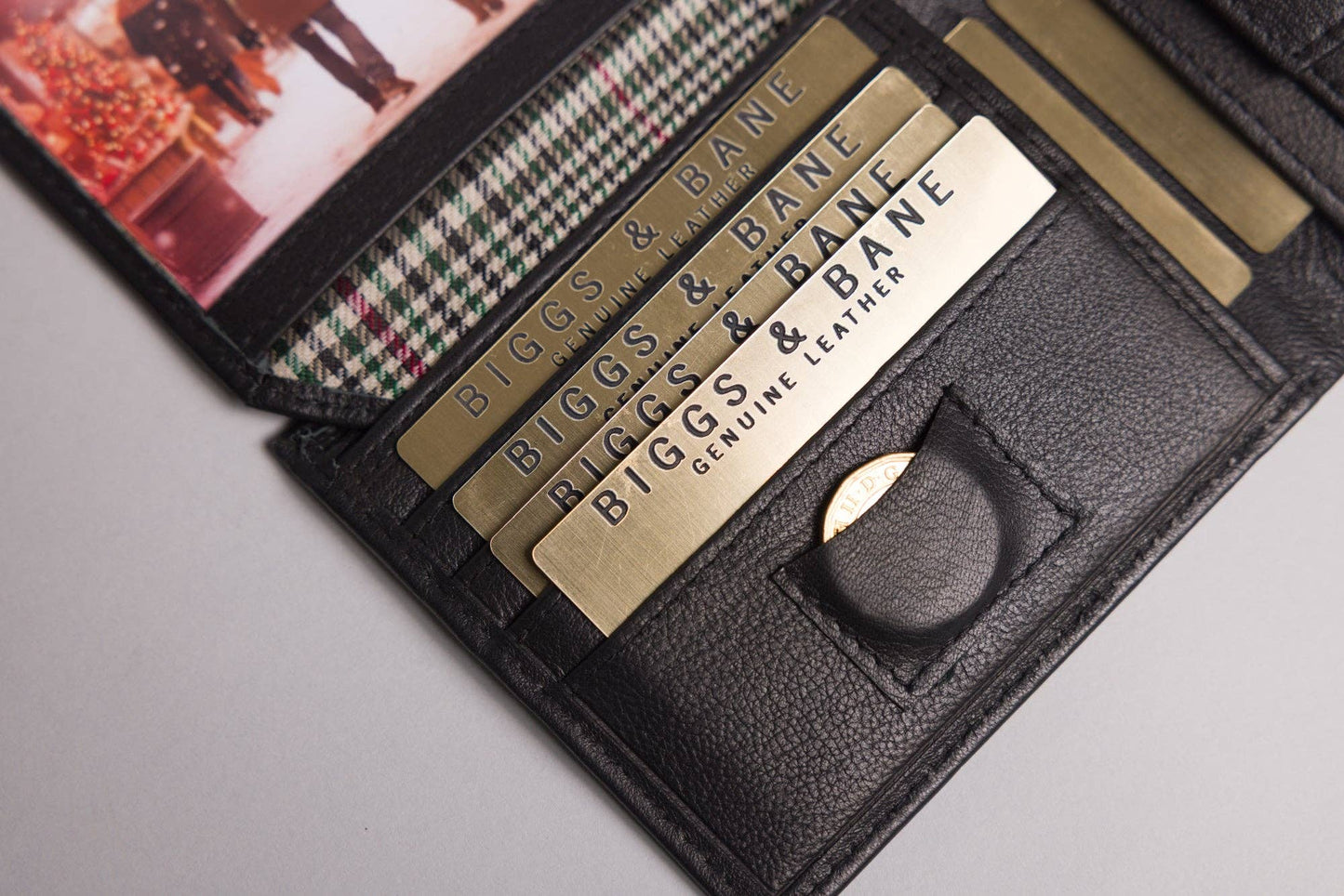 Biggs & Bane Men's Bifold Black Leather Wallet