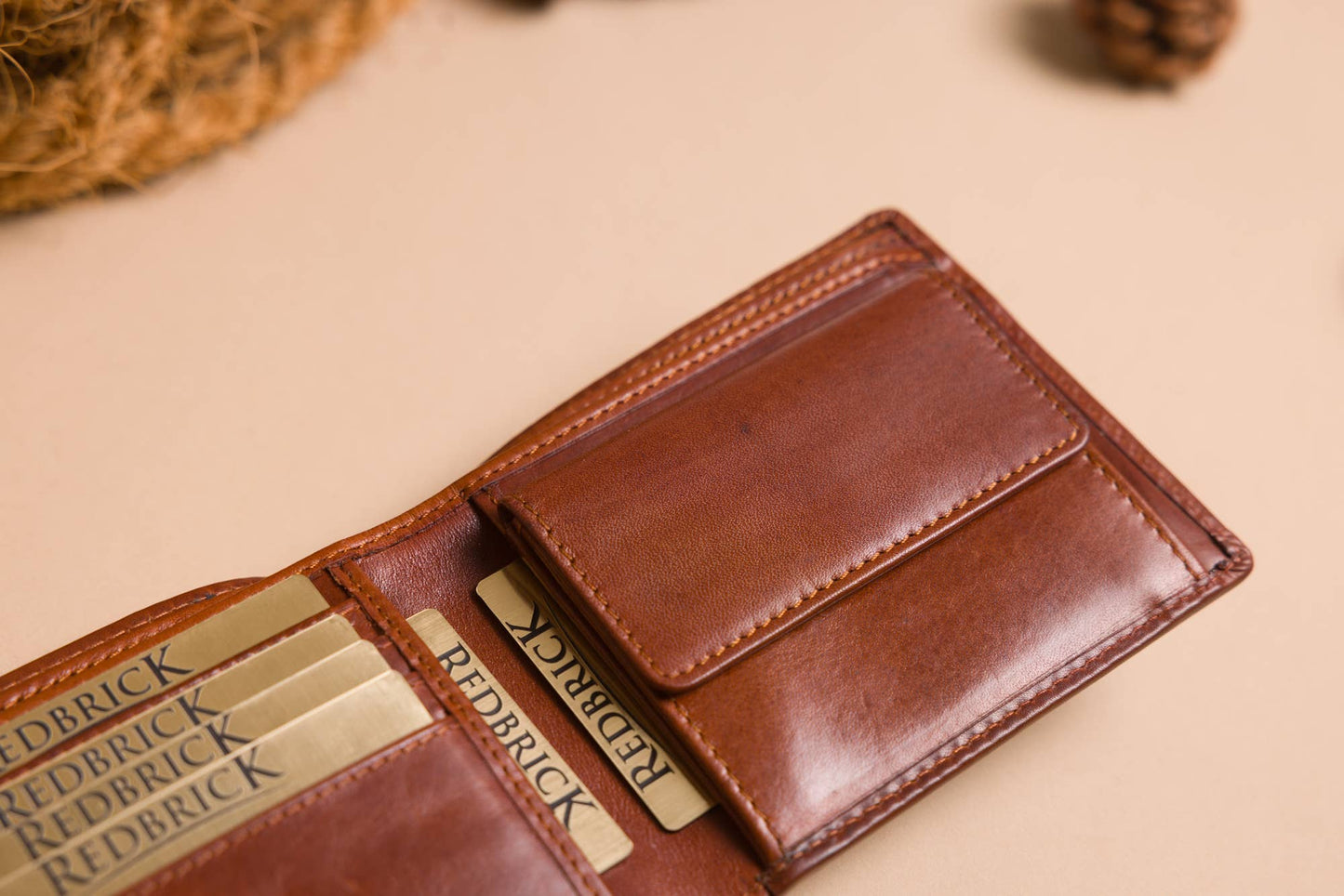 Redbrick Cognac Bifold Leather Wallet