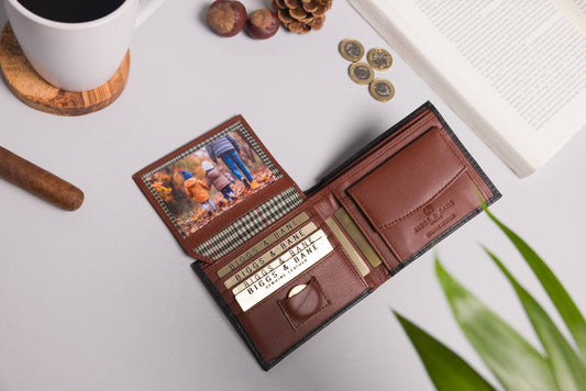 Cooper  Allan Men's Bifold Black & Brown Leather Wallet  22