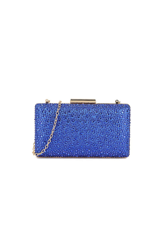 Aftershock London Royal Blue Glitter Evening Clutch Bag