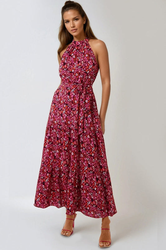 Pink Halterneck Maxi Dress-0