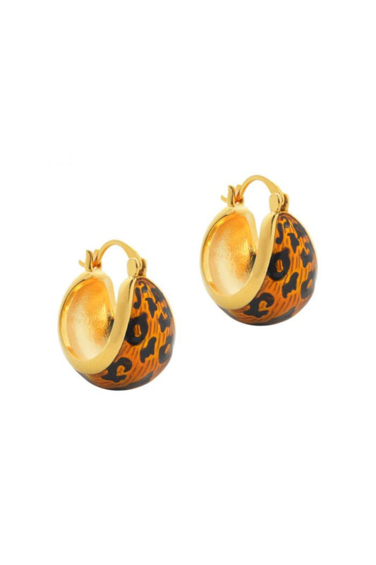 Gold Leopard Hoop Earrings-0