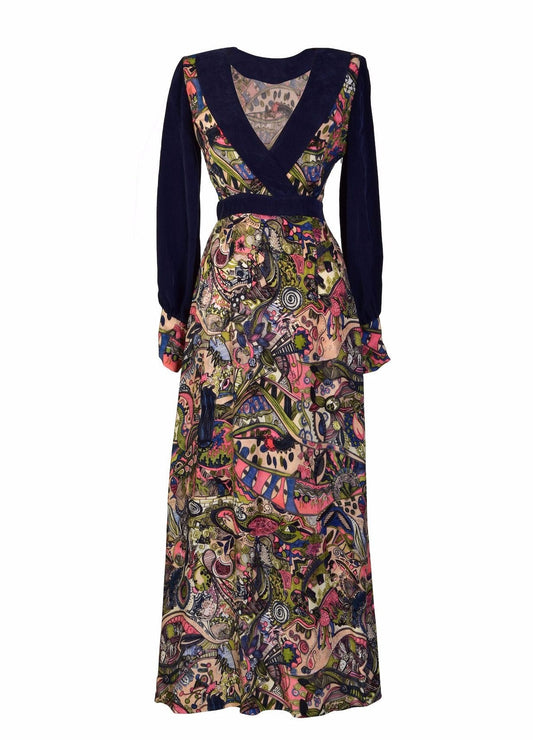Hand painted Long Sleeve Maxi Dress-0