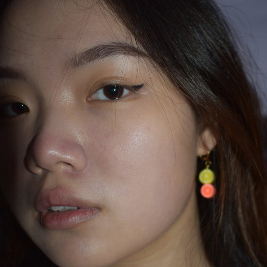 Lemon Yellow Orange huggie earrings | by Ifemi Jewels