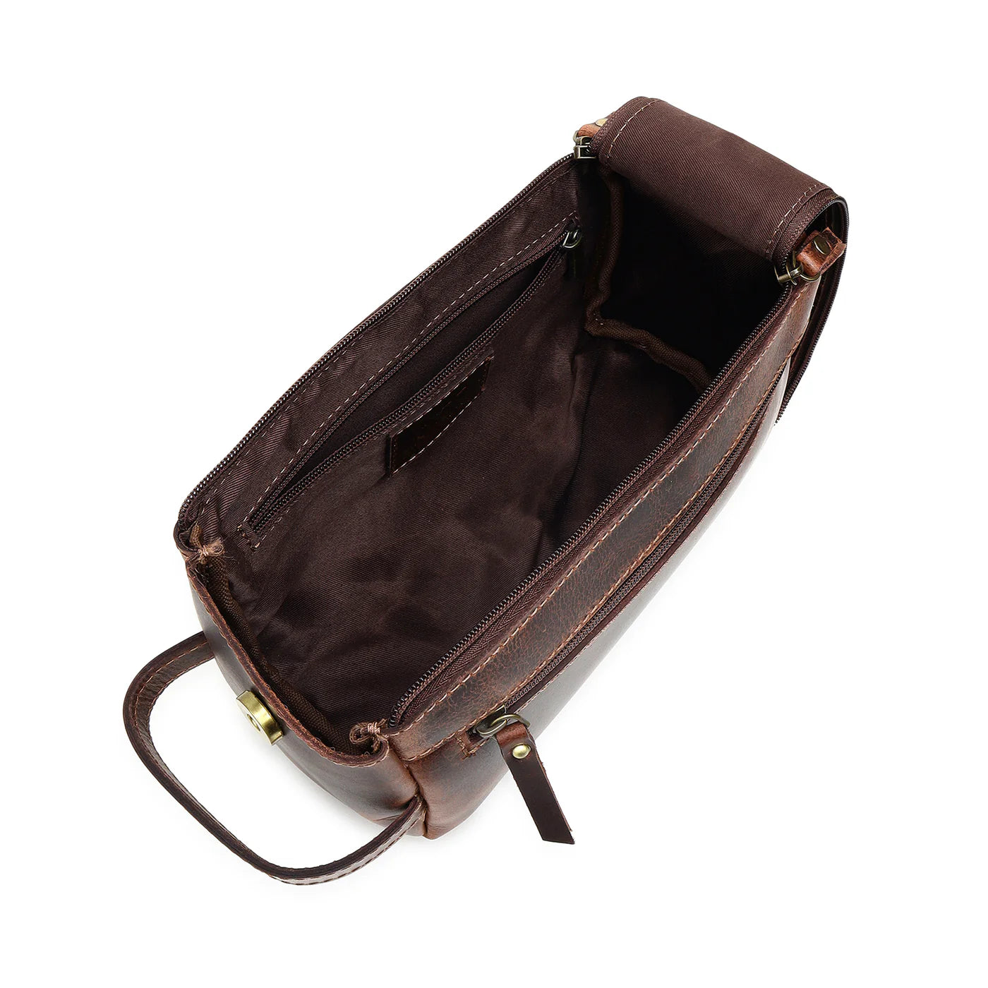 Cooper Allan Vintage Brown Toiletry Bag