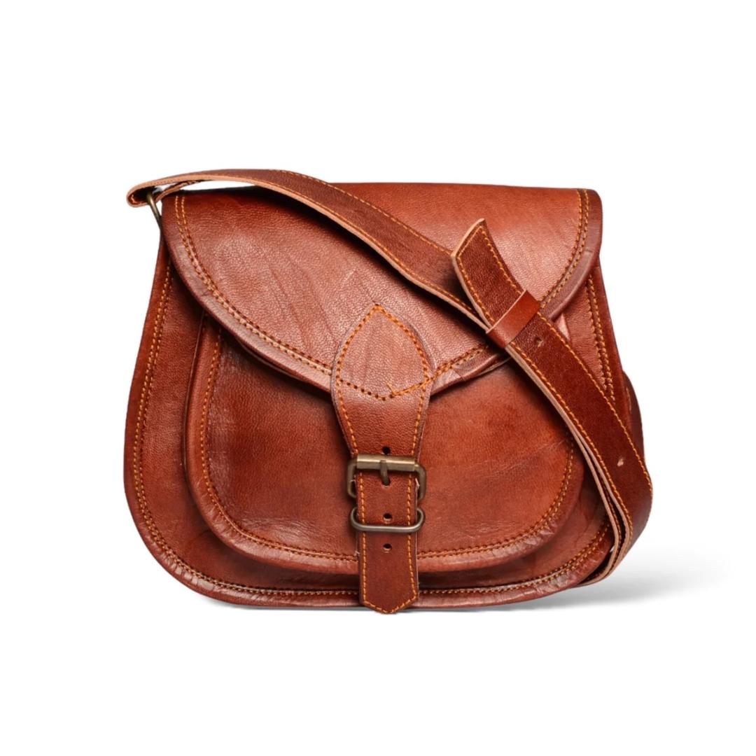 Cooper Allan Hand Crafted Vegetable Taned Leather Sling Bag For Boys and Girls. 9* x 11 inch