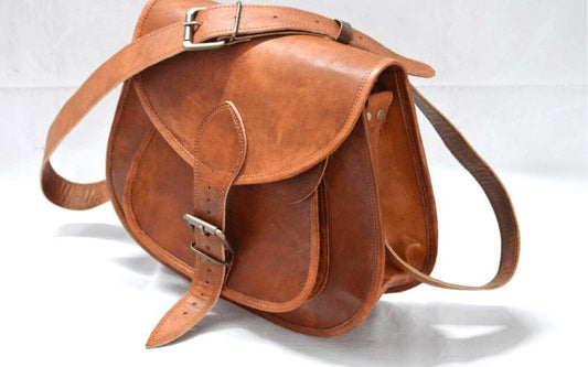 Leather Crossbody Hand Crafted From Goat Leather  Sling Bag 9 X 11 Inch  For Girls CH1