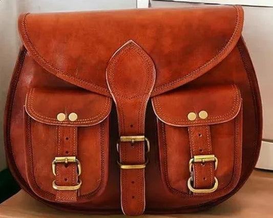 Cooper Allan  cross body double pocket sling goat leather bag for boys & girls 9 X 11 inch CS2