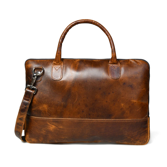 Cooper Allan Buffalo Vintage Leather  Laptop Bag- Brown  CAMT2