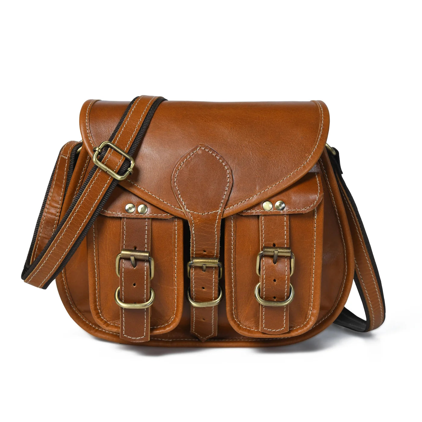 Cooper Allan Two Pocket Buffalo Leather Vintage Sling Bag For Women’s