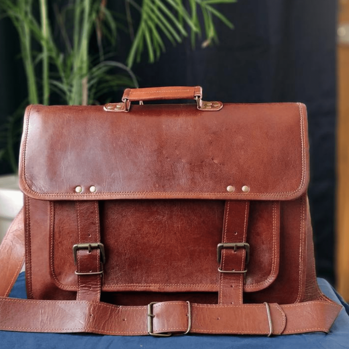 Cross Body  Double Pocket Sling Goat Leather Bag CS3