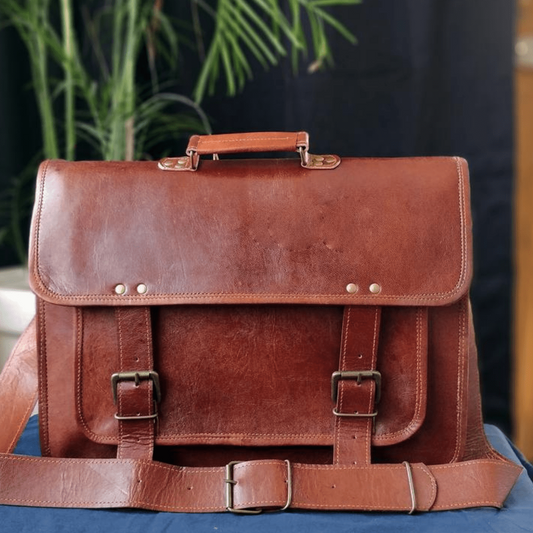 Cross Body  Double Pocket Sling Goat Leather Bag CS3