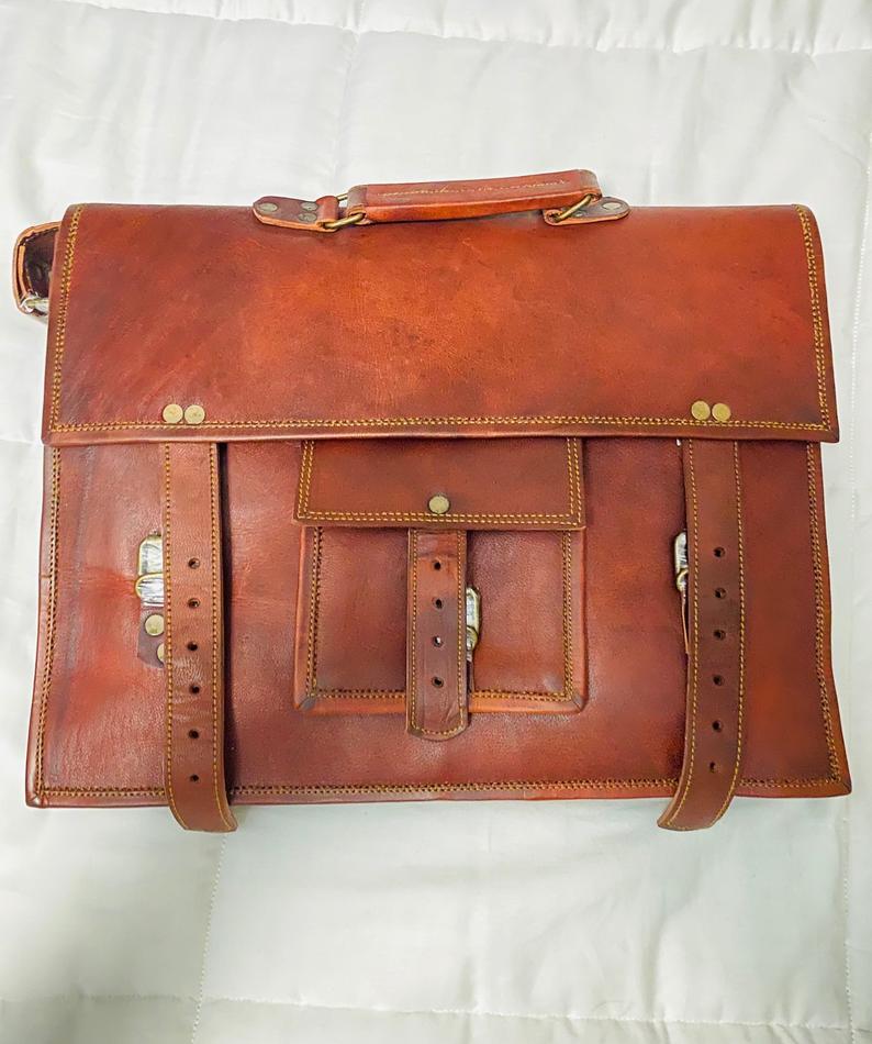 15 Inch | Classic Handcrafted Goat Leather Laptop Bag CS11