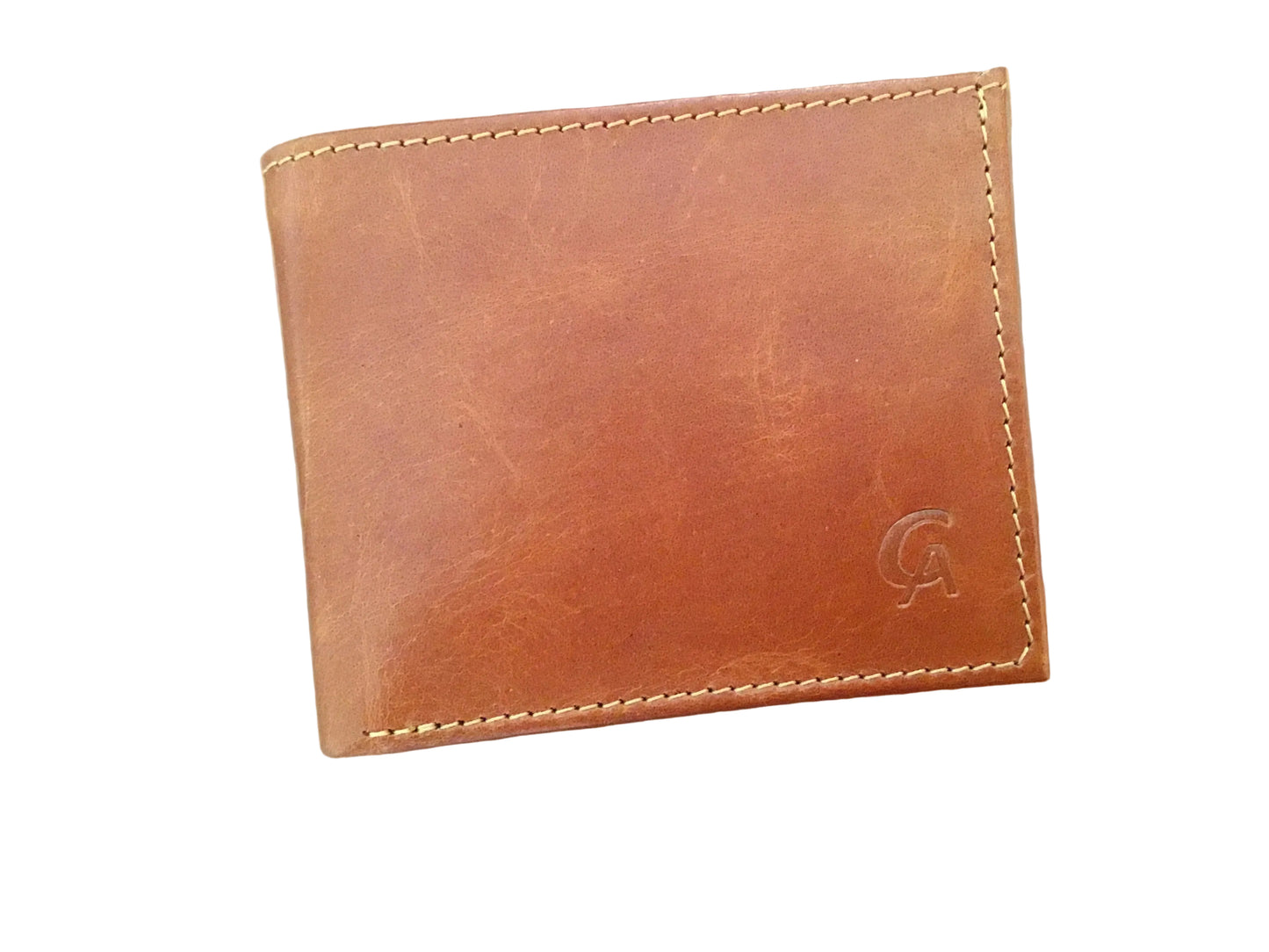 COOPER ALLAN MEN’S BIFOLD FULL GRAIN LEATHER WALLET WITH PHOTO ID TAN