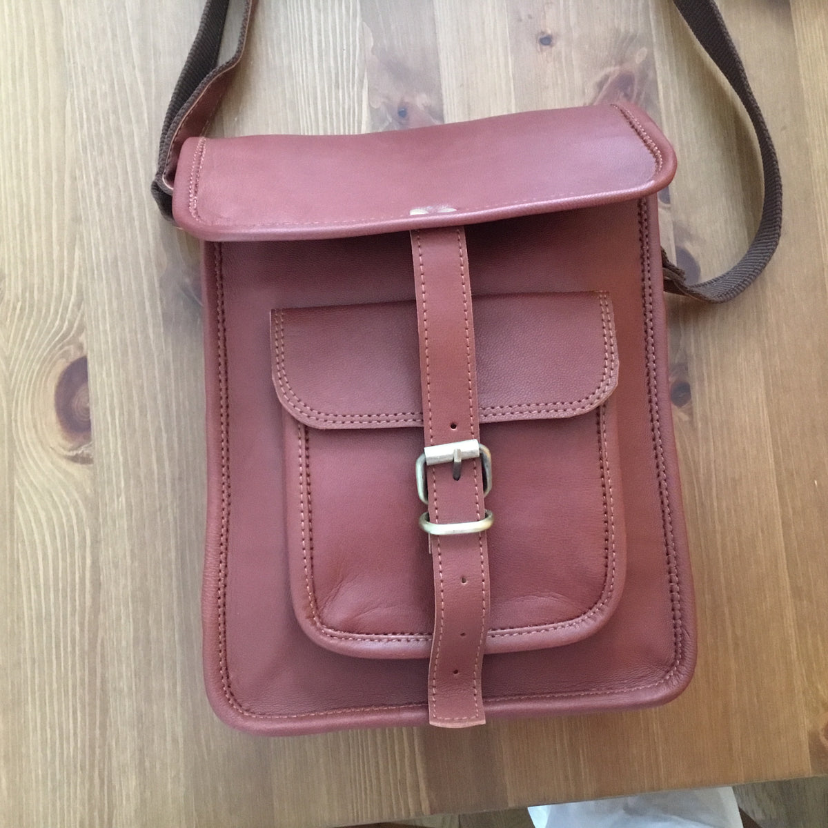 Cooper Allan Cross Body Vintage Goat Leather Bag 13'' X 10’’  MT11