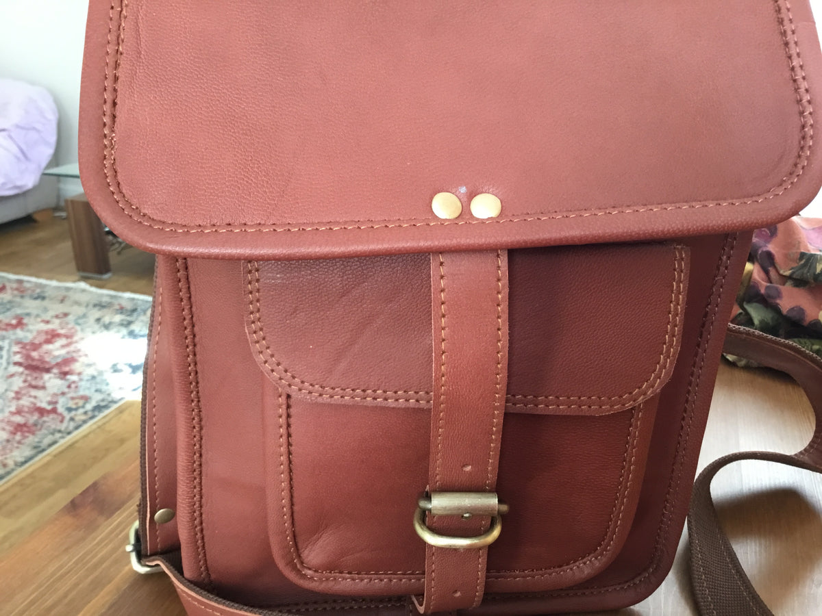 Cross Body Vintage Brown Leather Bag 11 X 9 inch MT12
