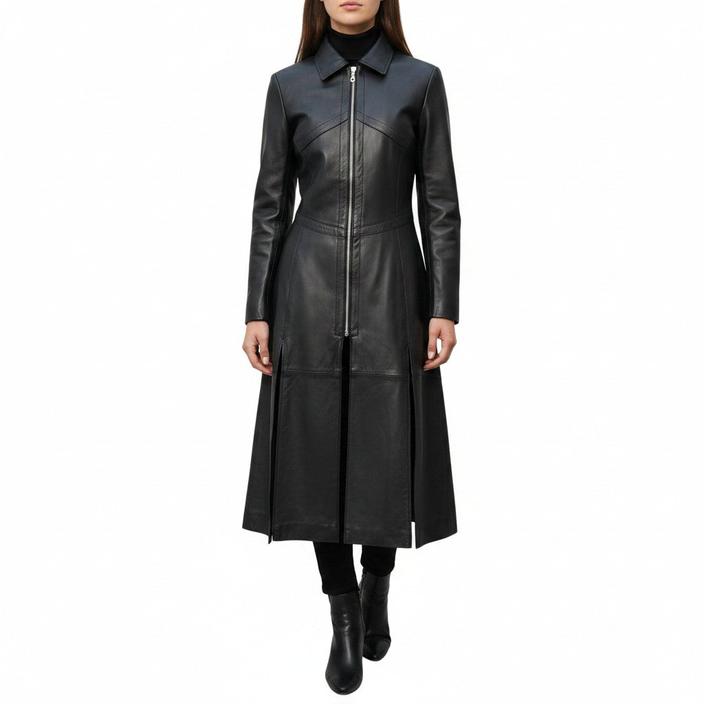 Cooper Allan Women’s Matrix Long Length Genuine Leather Coat