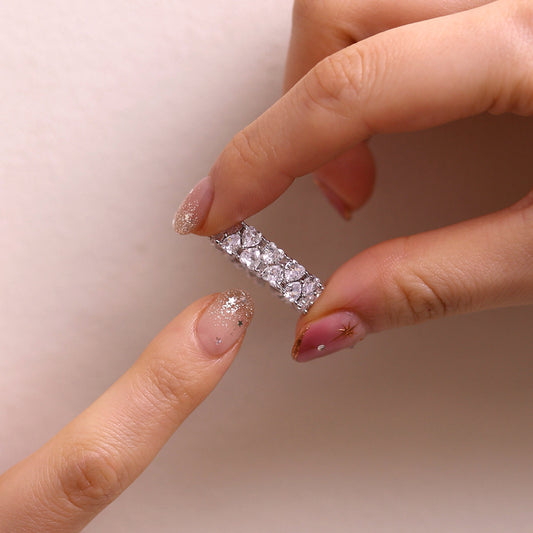 Chunky Heart Sparkle Adjustable Ring