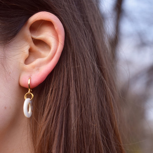 Circle Shell Huggie Minimalist Earrings | by Ifemi Jewels