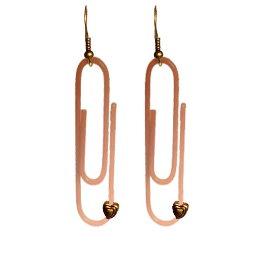 Large Rose Quartz Personalised Paperclip Earrings | by lovedbynlanla