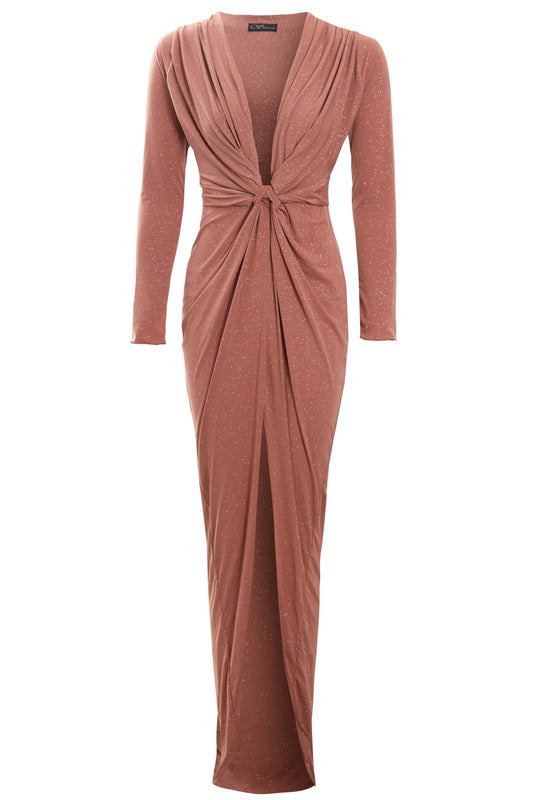 Rose Gold Twist Knot Front Dress-0
