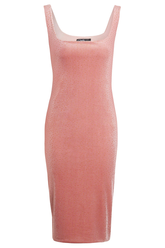 Pink Velvet Polka Dot Dress-0