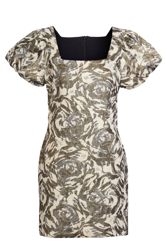 Puff Shoulder Mini Dress-0
