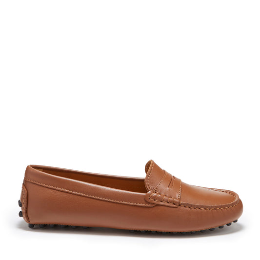 Women's Penny Driving Loafers, tan leather-0